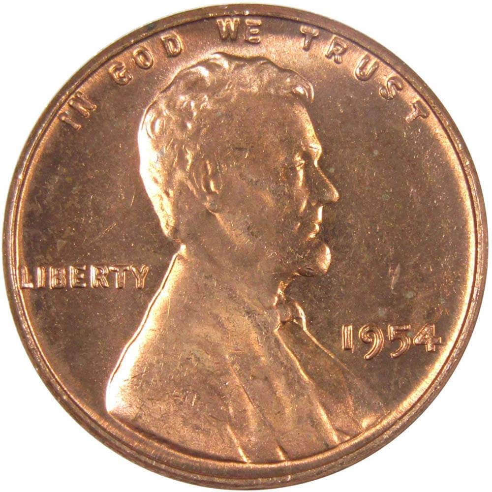 1954 Lincoln Wheat Cent Uncirculated Mint State Penny 1c Coin