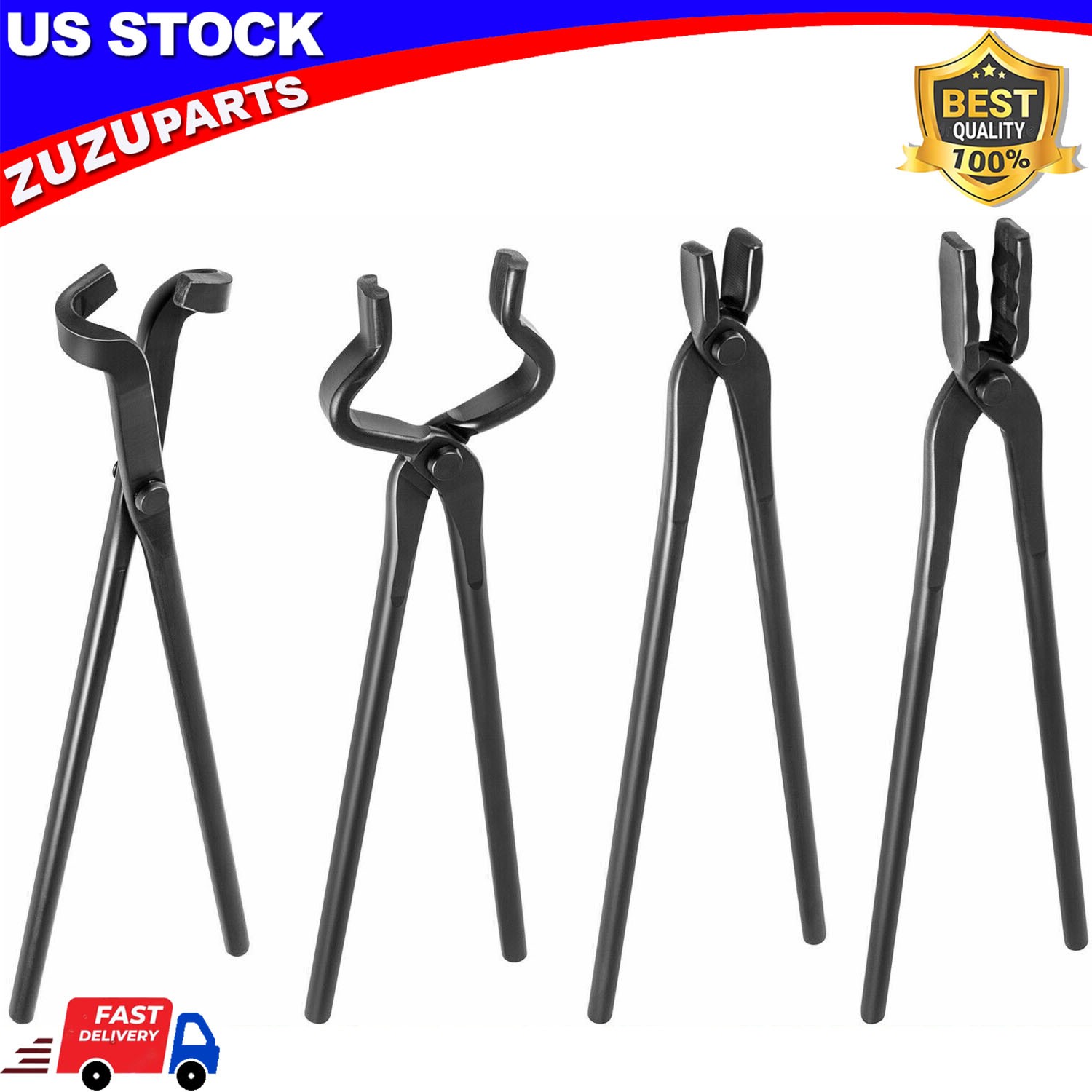 Knife Making Tongs Set Blacksmith Bladesmith Knife Tong Anvil Vise Forge 4pcs