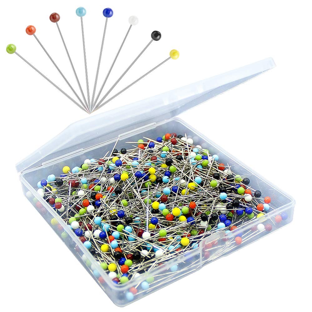500PCS Sewing Pins for Fabric, Straight Medium, Yellow,blue,white,green