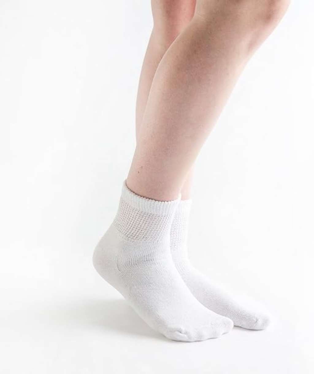 Doc Ortho Loose Fit Cotton Diabetic Socks Size: Large – Non-Binding 1/4 Crew for
