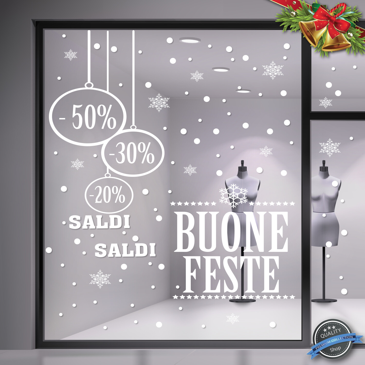 Glass window stickers showcase, showcase shop christmas decoration