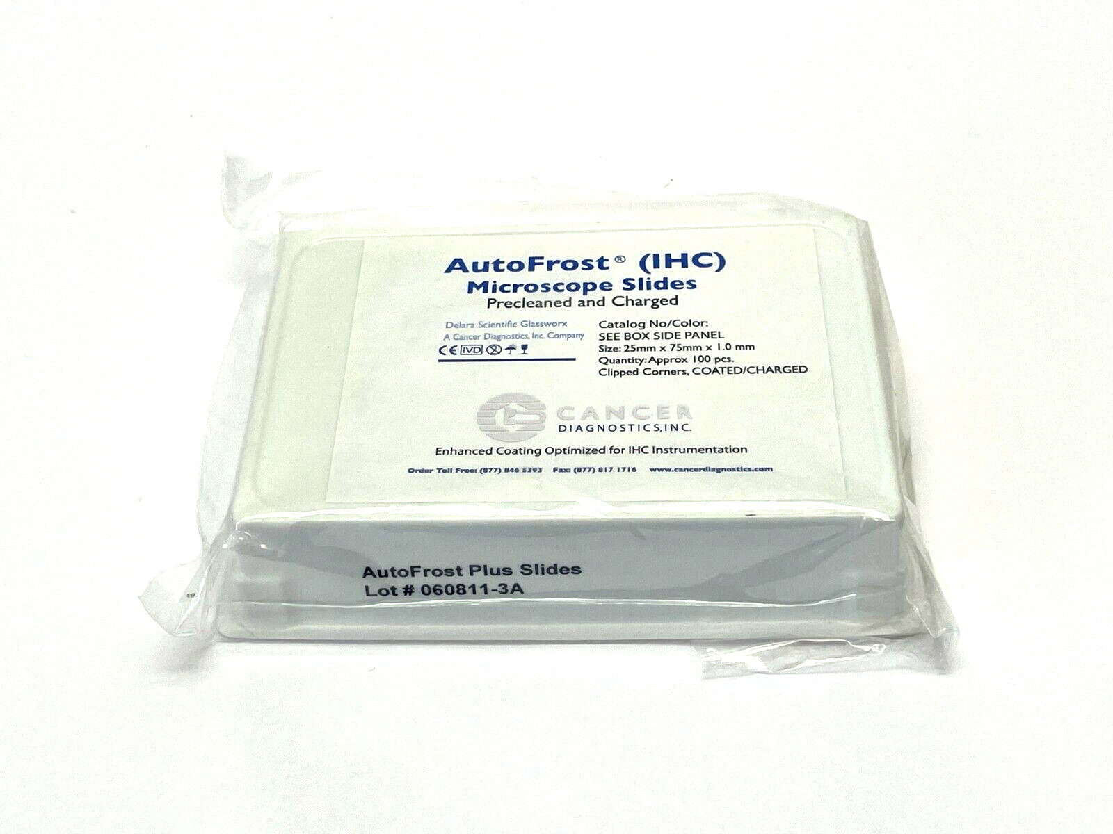 AutoFrost 060811-3A Precleaned Charged Microscope Slides PKG OF 100
