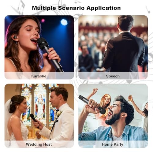 Wireless Microphone, Professional UHF Metal Dual Handheld Cordless Dynamic