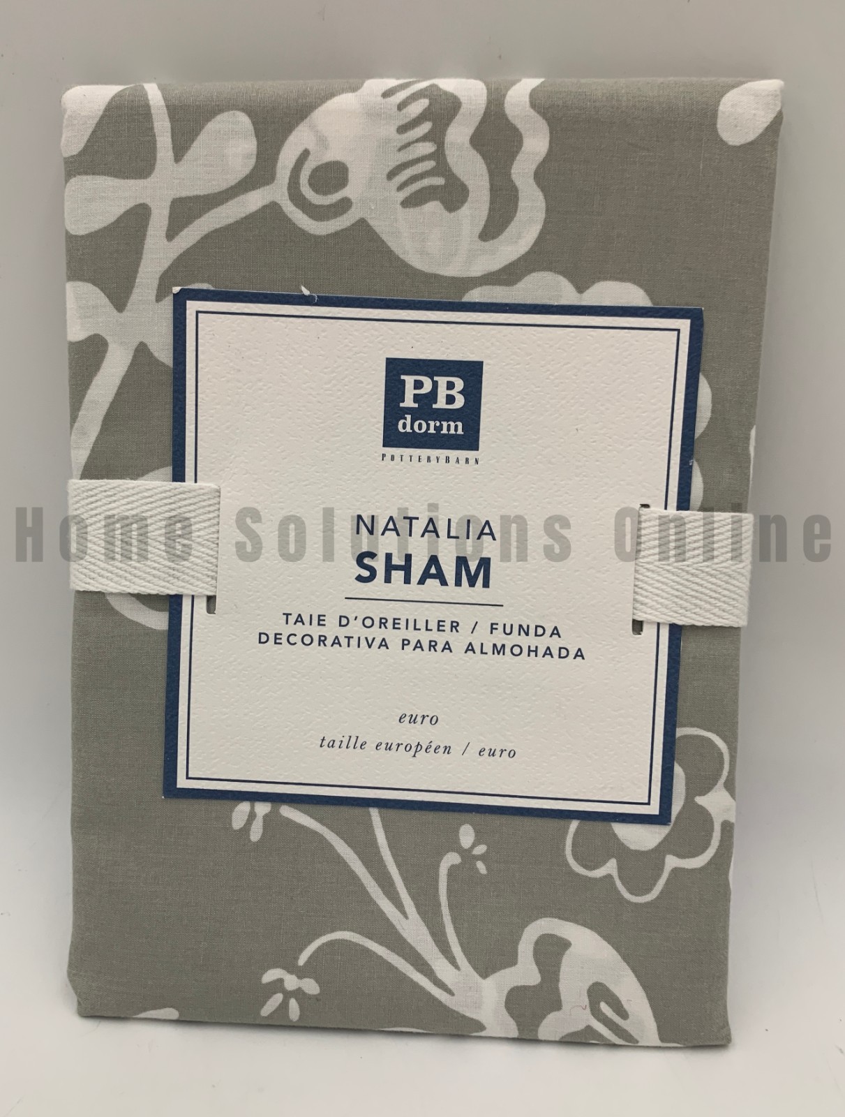 Pottery Barn Teen Dorm Natalia Floral Cotton Percale Sham Gray Euro #9923X