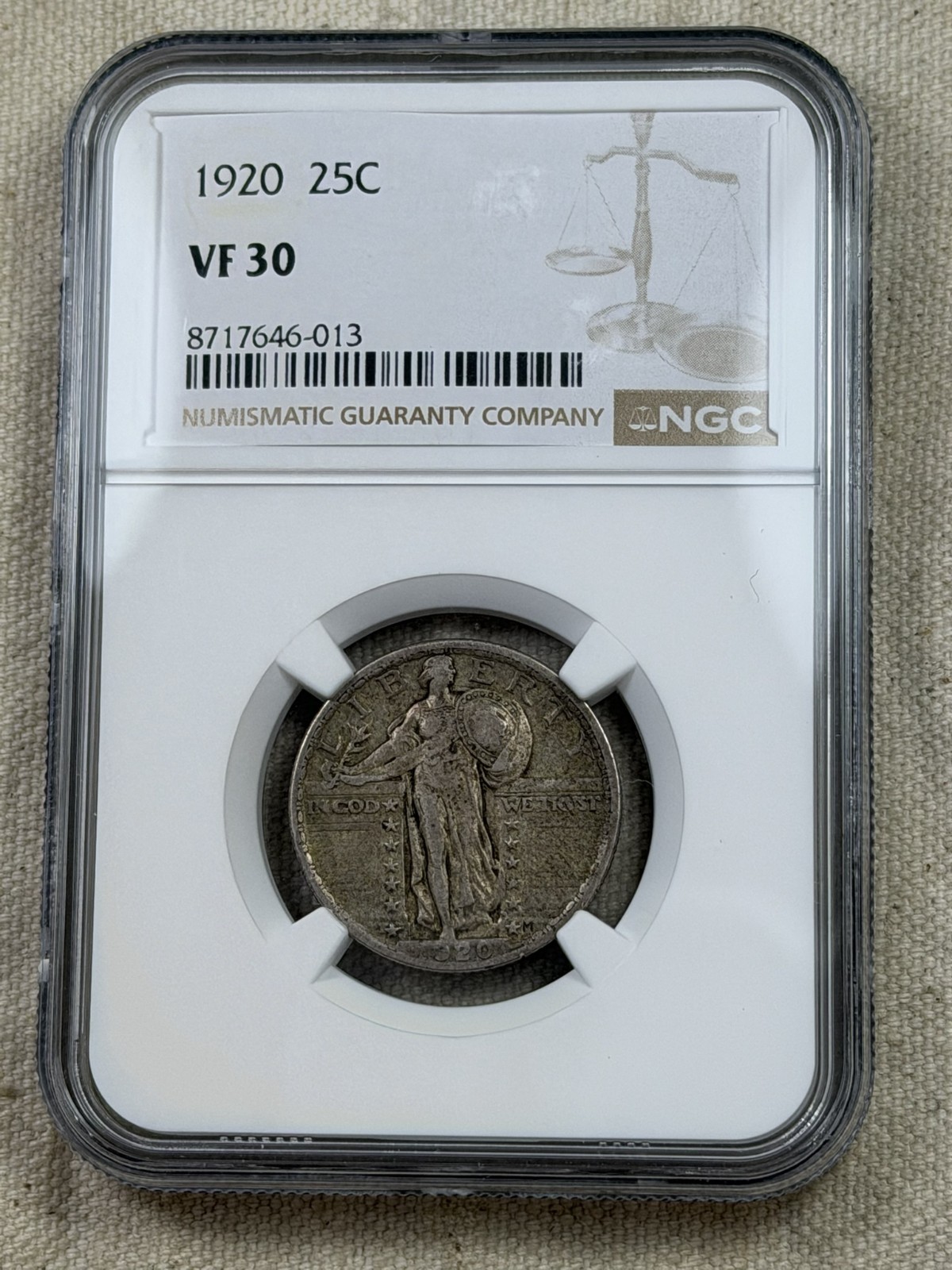 1920 STANDING LIBERTY QUARTER 25C NGC VF30 Circulated Example Cool Coin