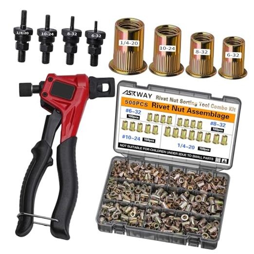Imperial Pressure Rivet Nut Tool Kit, 500PCS (1/4-20,10 SAE Carbon Steel 500PCS