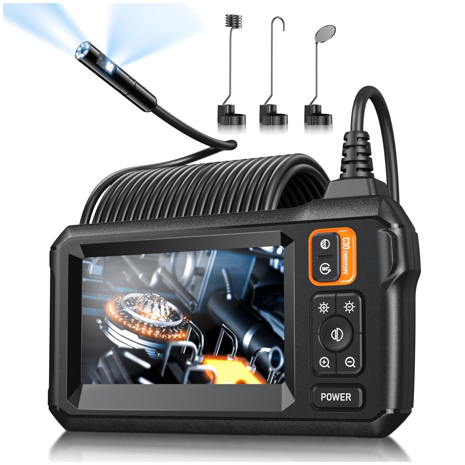 Inspection Borescope Camera with 8 Adjustable Lights