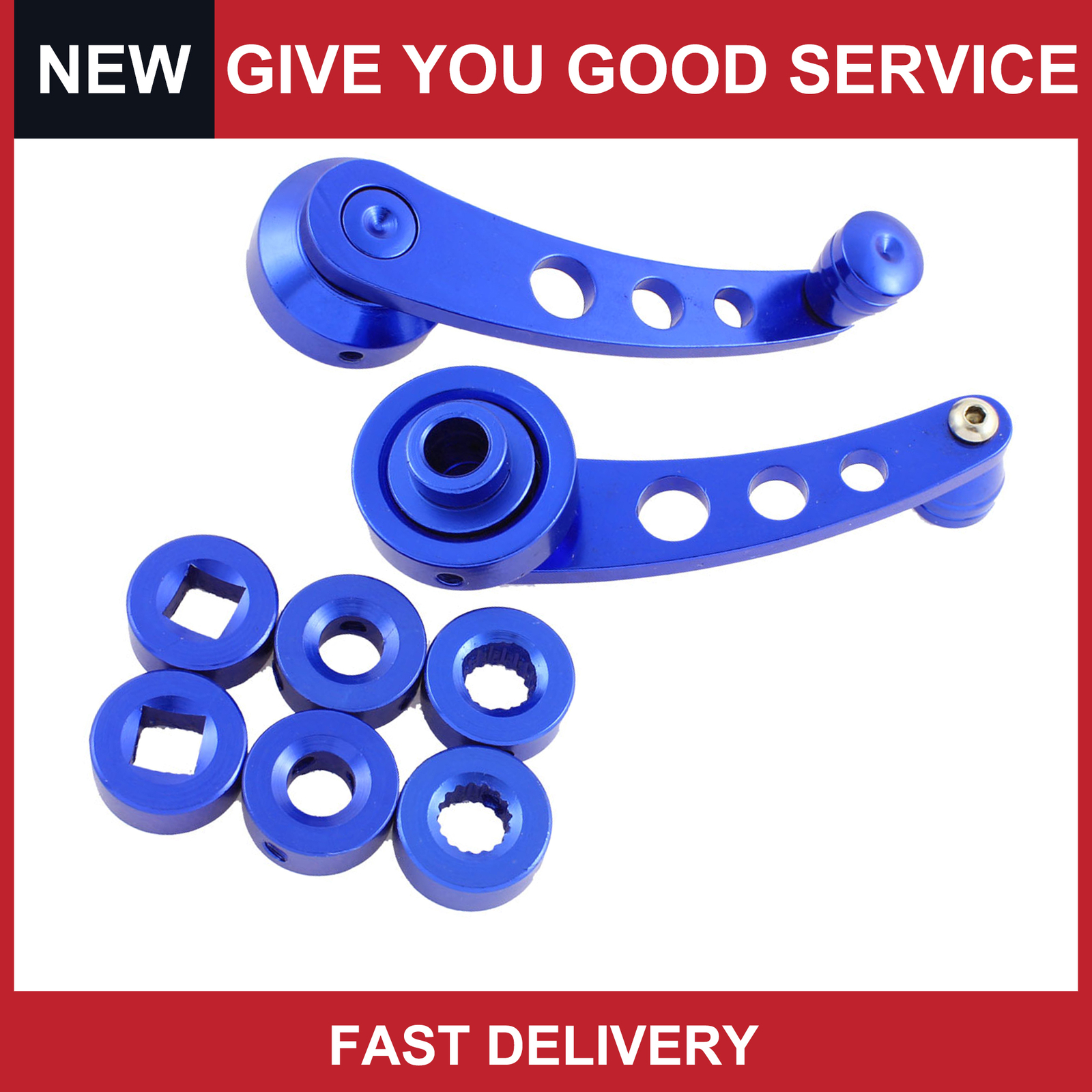 Universal Blue Billet Aluminum Window Crank Handle Winder Kit Pack of 2