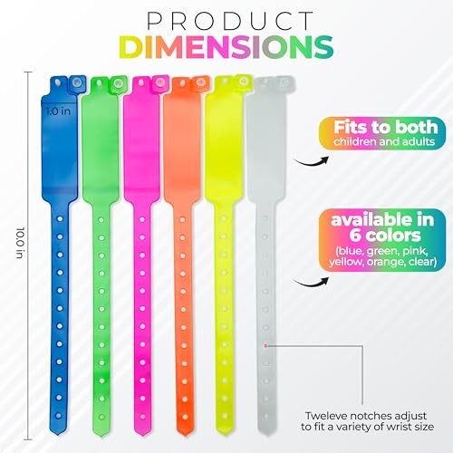 10 Count, Safety ID Wristbands with Paper Inserts, Secure Snap, Green