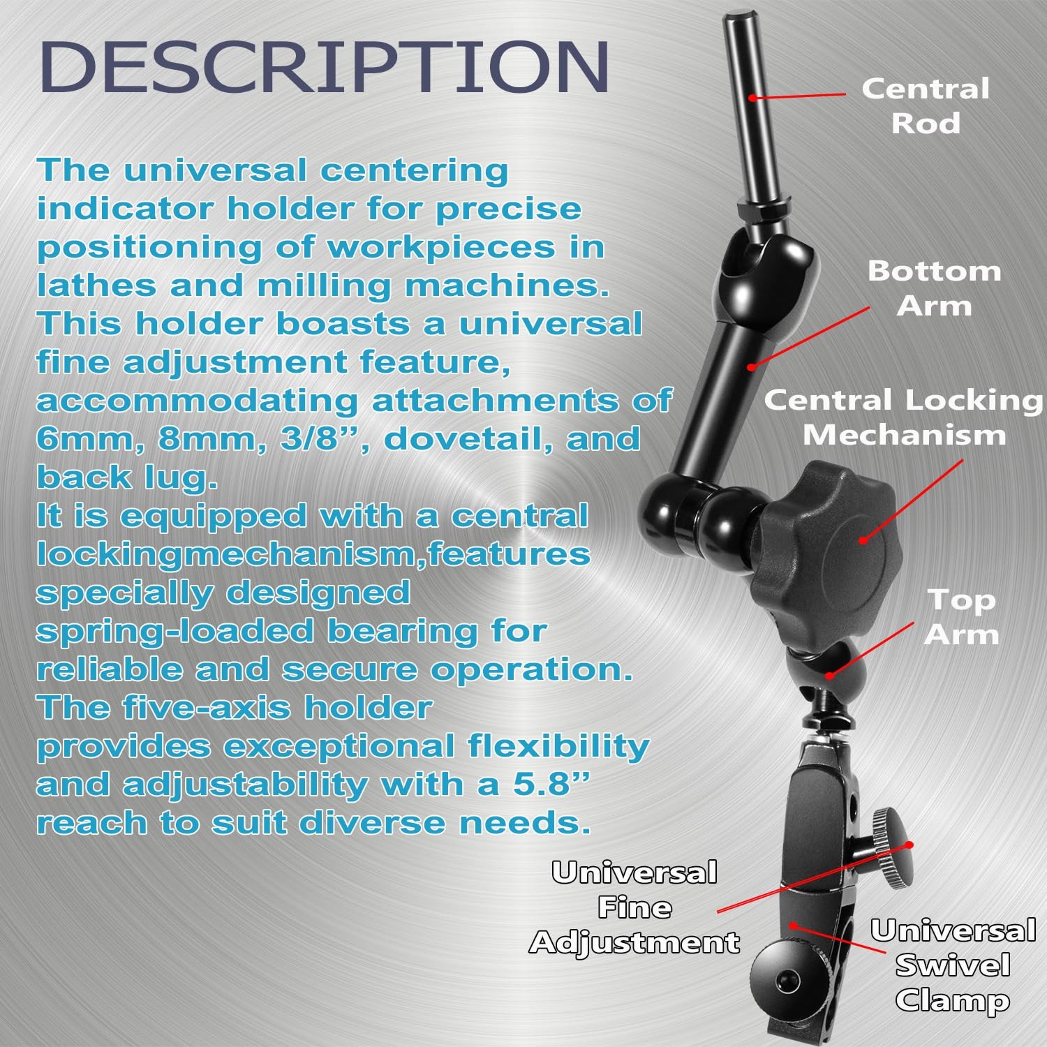 Ezbzyz NF1022 Bracket Centering Indicator Bracket, Replaceable, for NOGA fine...