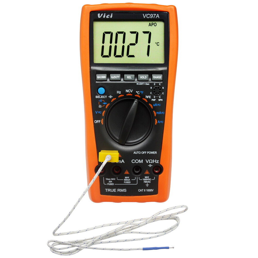 AideTek VC97A Auto range multimeter tester T-RMS back light current buzz hold US