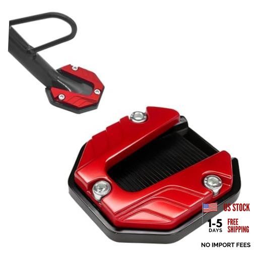 Motorcycle Kickstand Pad, Aluminium Alloy Kickstand Side Stand Extension RED