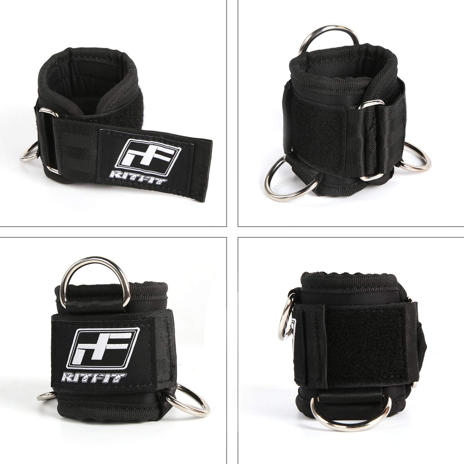RitFit Kickback Ankle Straps Padded Strap for Cable One Size, Black