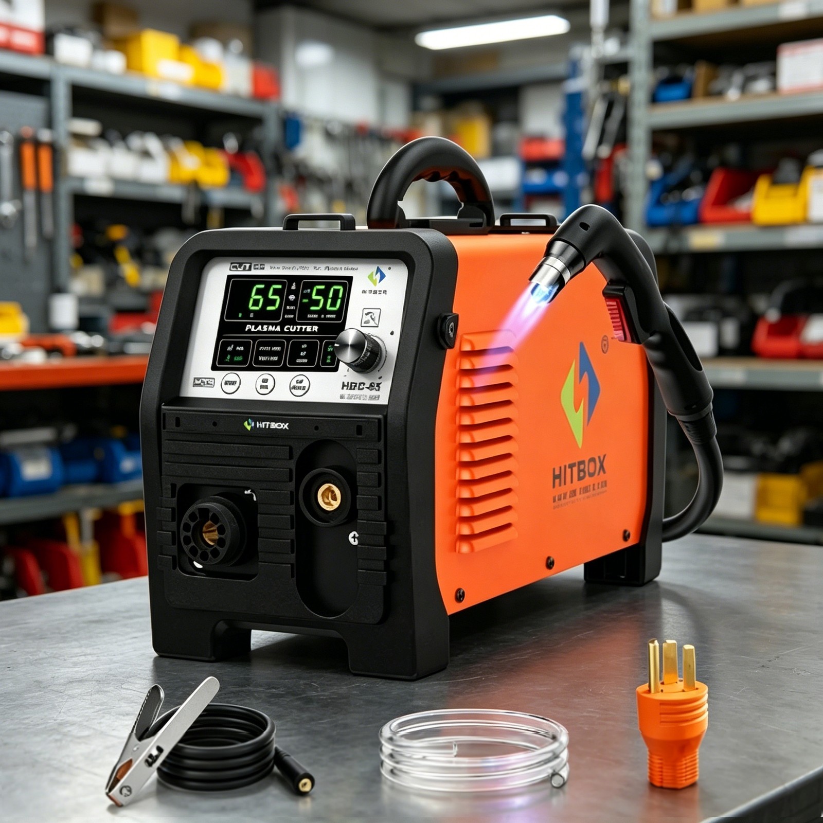 Hitbox 65A Non-Touch Pilot Arc Digital Plasma Cutter, 110/220V Cutting Machine