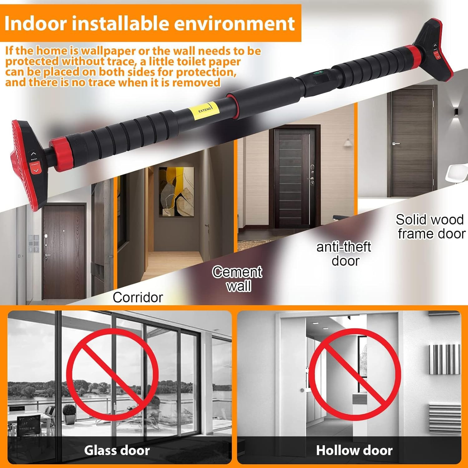 Pull up Bar, Adjustable Strength Training Bars without Screw, Adjustable Width C