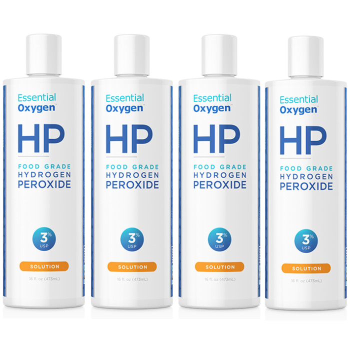 Essential Oxygen Hydrogen Peroxide - Food Grade (3% USP) 16 fl.oz Each (4 Packs)