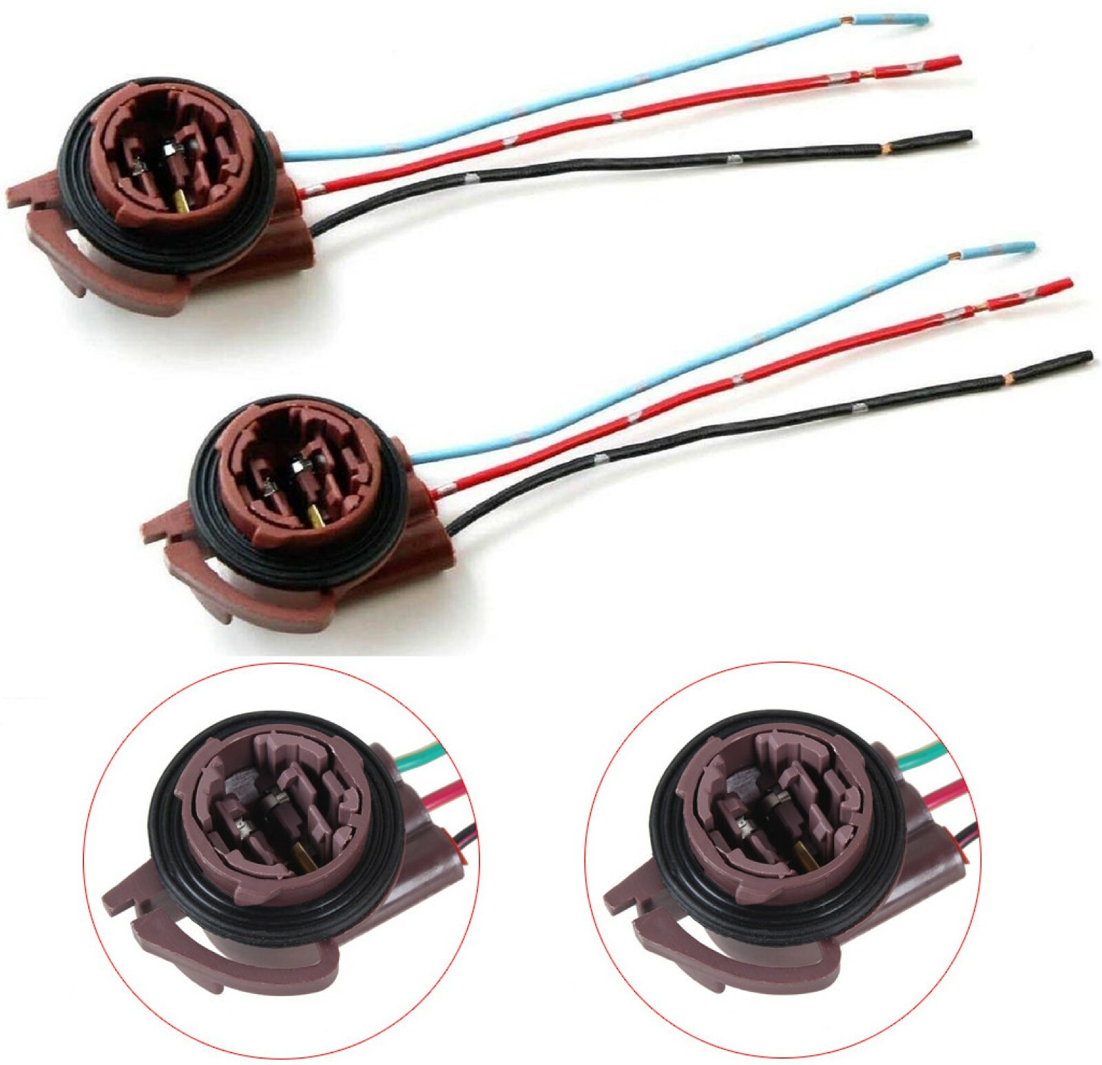 Universal Pigtail Wire Female Socket 3157 U Two Harness Brake Stop Tail Replace