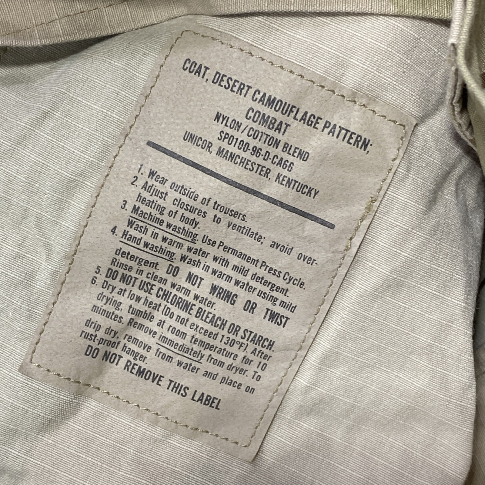 USAF DESERT COAT CAMO COMBAT SZ Small Long “Ferdin” Air Force Riptstop