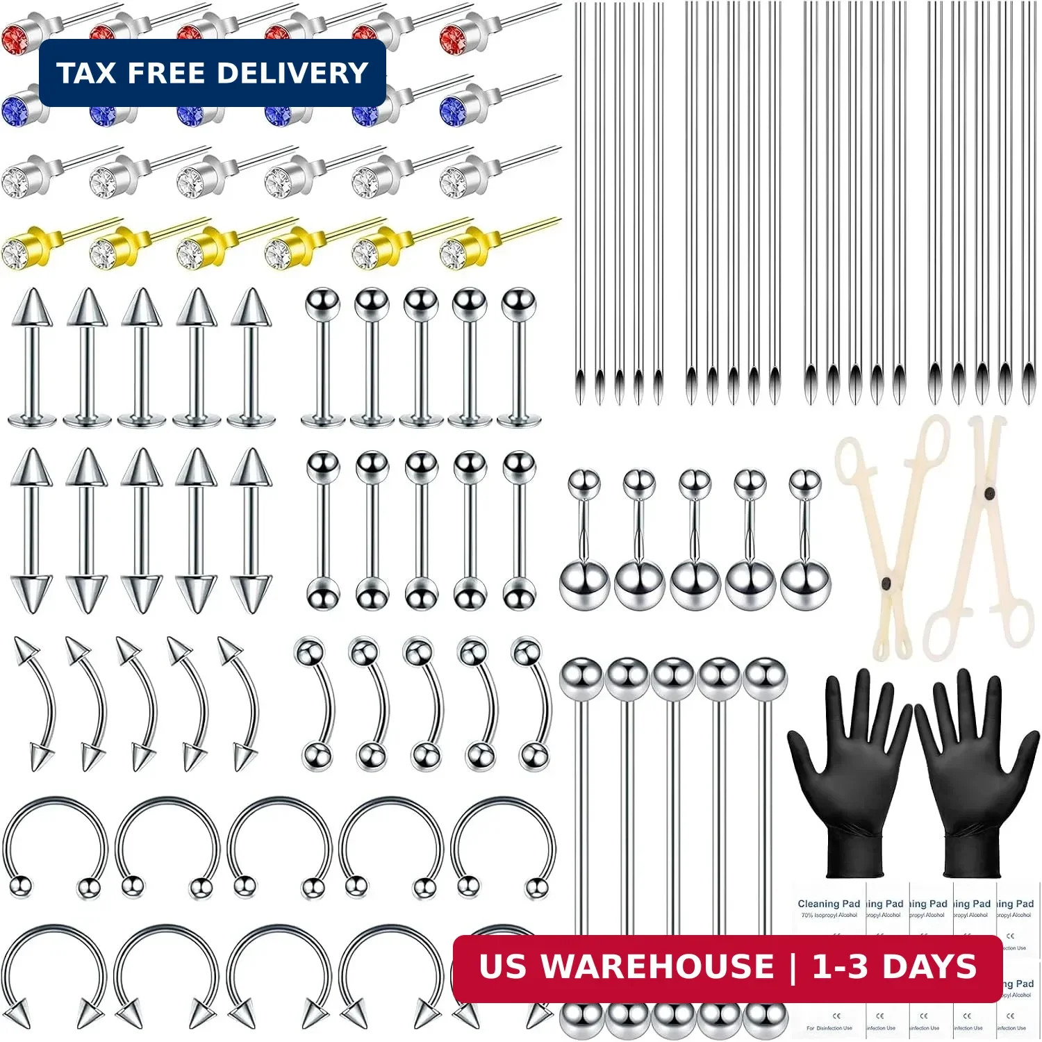 Dexpinzo Body Septum Piercing Kit for All Piercings | Piercing Needles with Pier