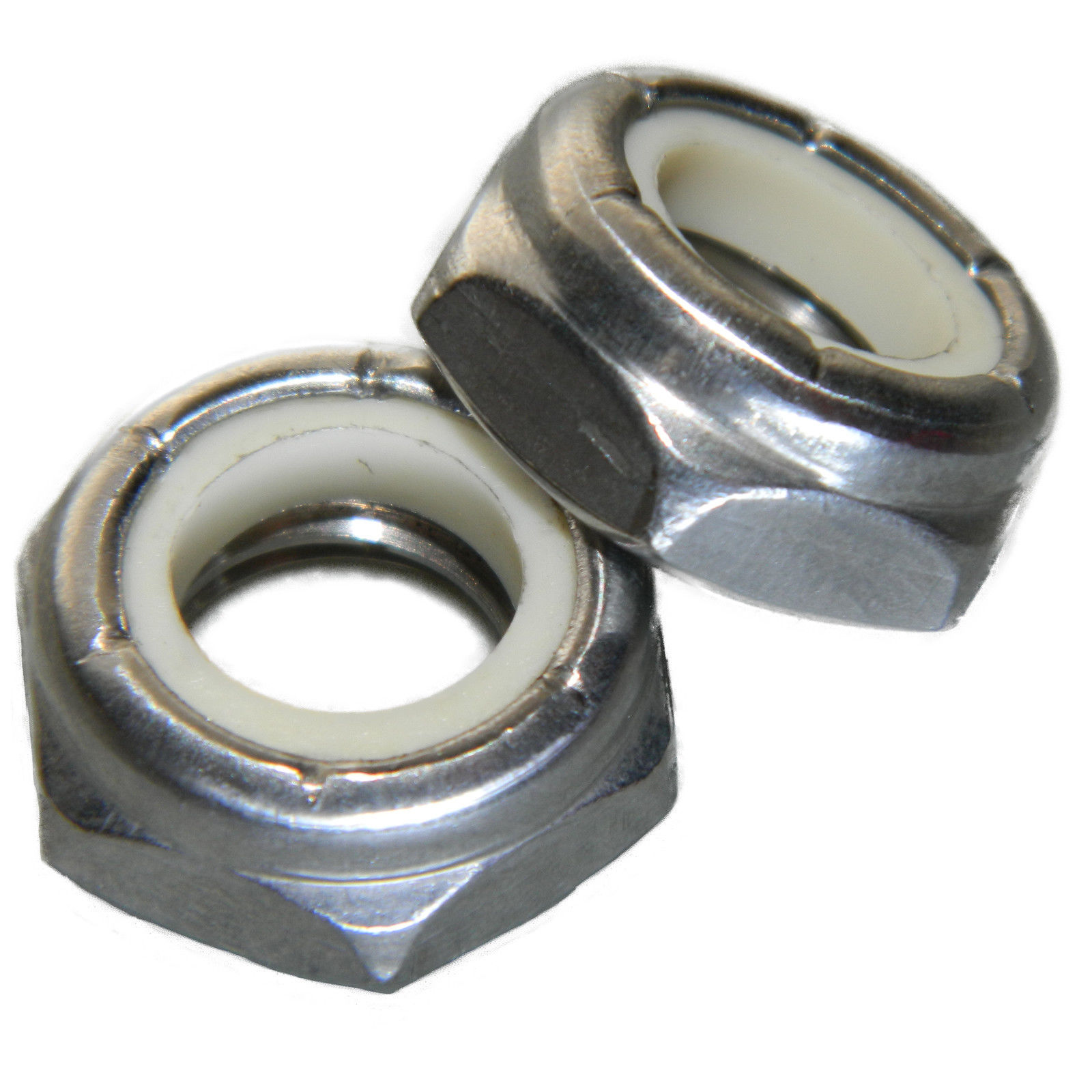 10-24 Jam Hex Nuts, Stainless Steel 18-8, Nylon Locking, Qty 50