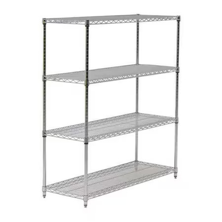 Wire Shelving Unit, 24"D X 60"W X 54"H, 4 Shelves, Chrome, 45Vy21