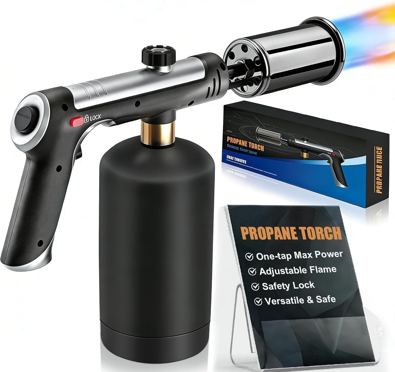 Muphop Powerful Propane Torch Gun, Flamethrower Gun with Adjustable Flame, Bl...