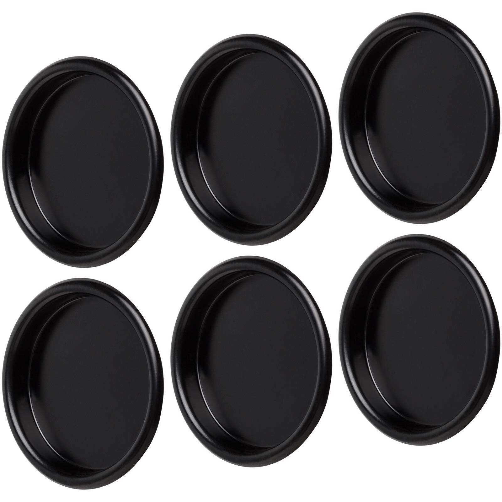 6PCS Closet Door Finger Pull 2-1/8", Black Easy Snap-in Circular