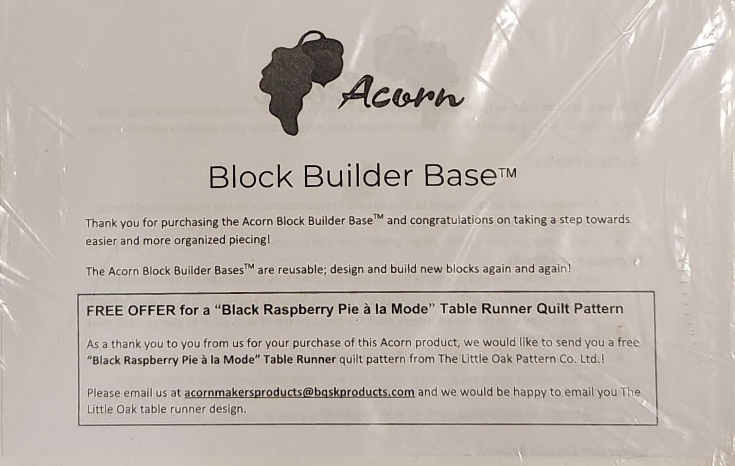 Acorn Block Builder Base 9" x 9" Precision Piecing Quilting Sewing 4 Pack NIP