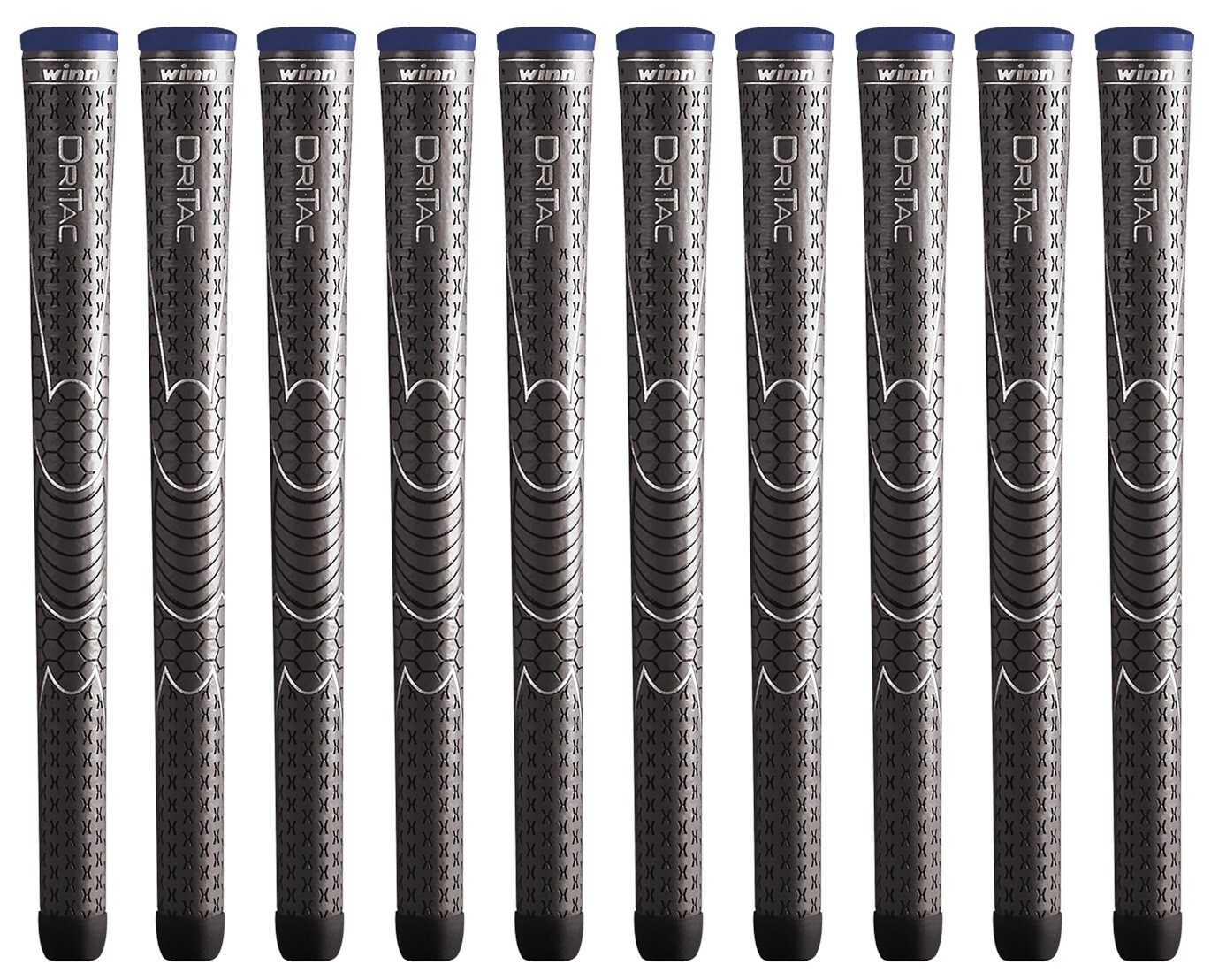 Set of 10 - Winn Golf - Dri-Tac Midsize Grip Dark Gray 6DT-DG