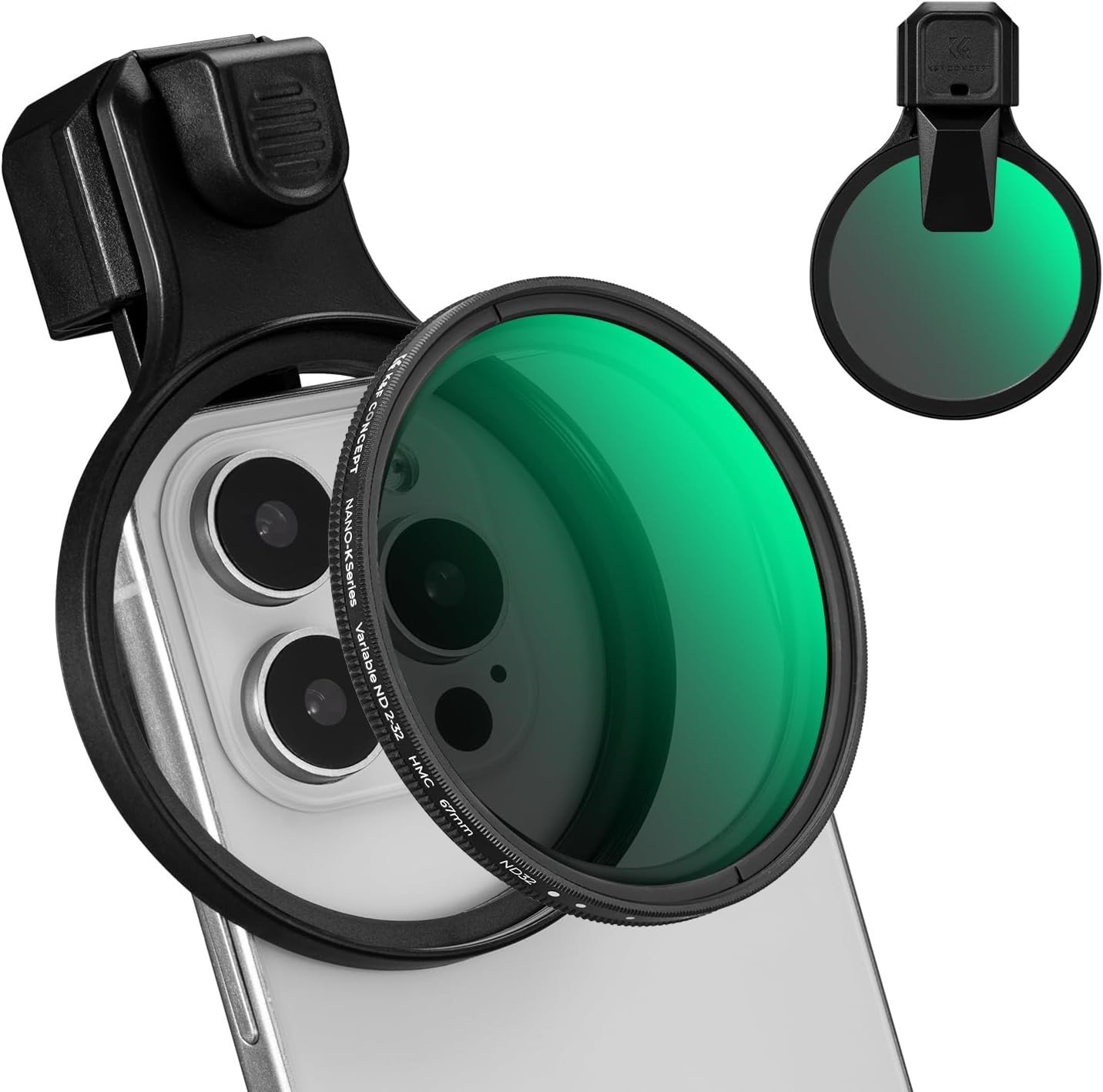 K&F CONCEPT 67/58mm Press-on ND CPL Phone Filter Kit fr iPhone 17/16/15/14/13/12