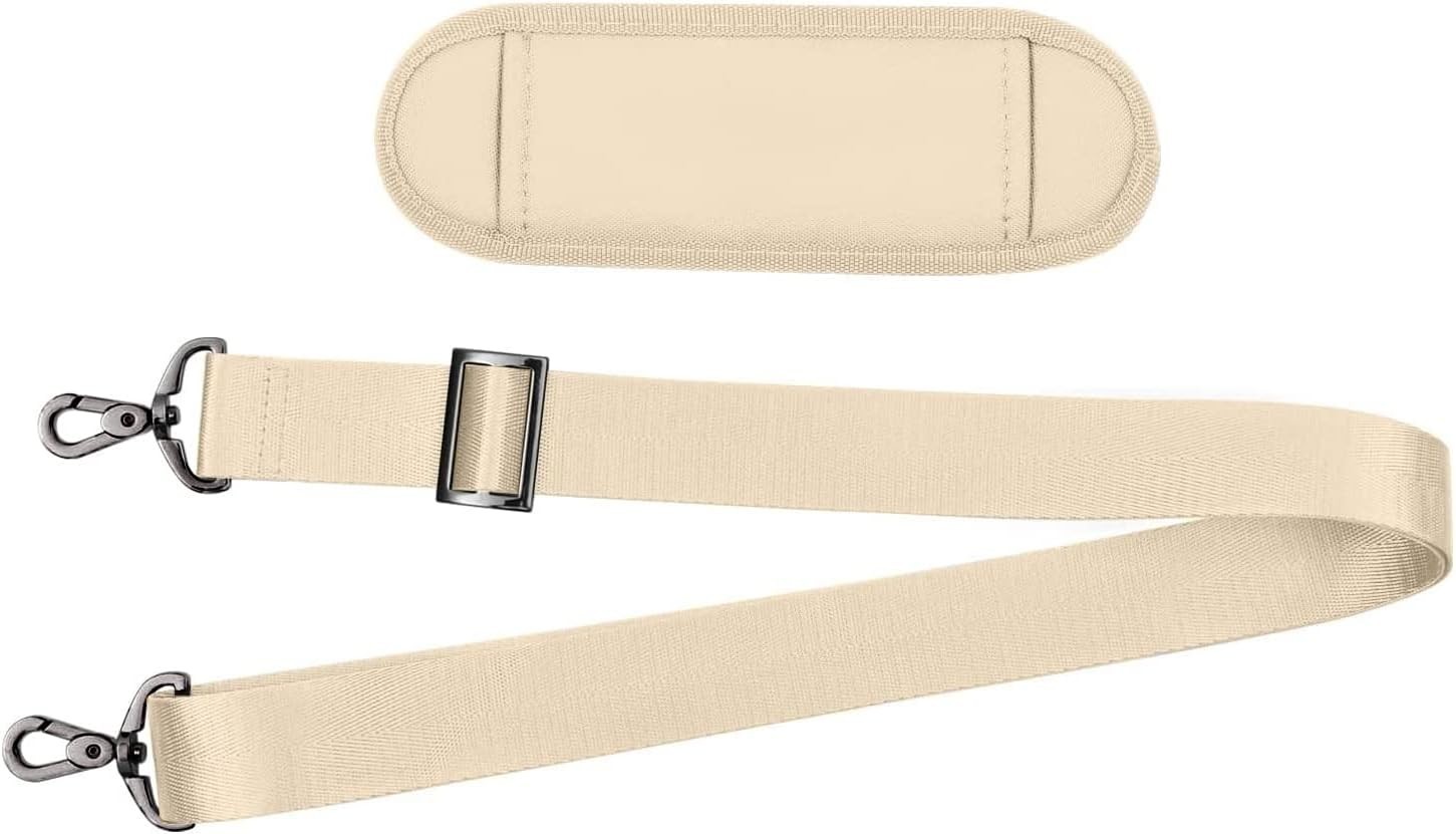 Versatile 56-Inch Khaki Non-Slip Shoulder Strap with Metal Hooks for All Bags