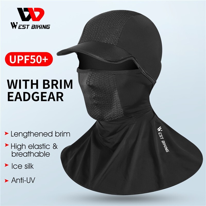 WEST BIKING Cycling Motorcycle Full Face Mask Helmet Liner Ice Silk Hat Brim Cap