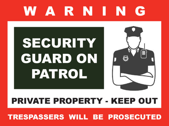 Security Guard On Patrol Warning Stickers / 6 Pack + FREE Shipping