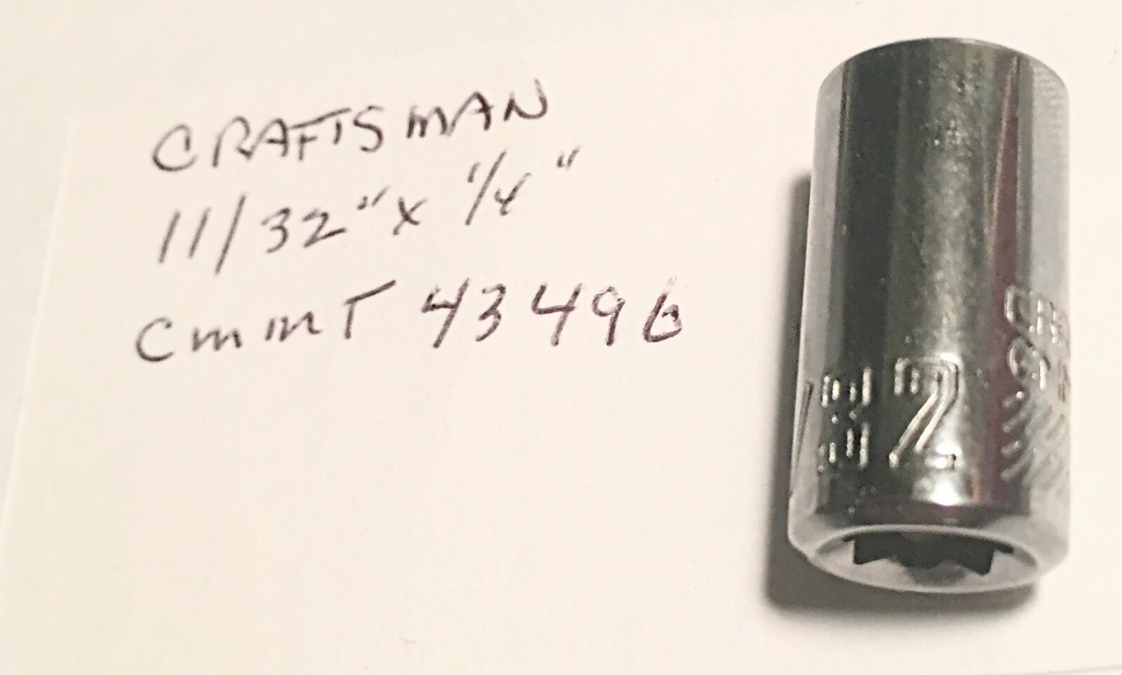 Craftsman  11/32" x 1/4" Dr  Standard Socket  - 6 Point CMMT 43496 Free Shipping