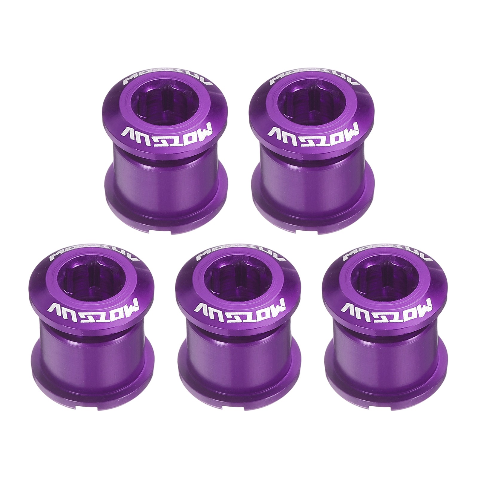 5pcs Double Chain Ring Bolts M8 Aluminum Alloy Bike Chainwheel Screws, Purple