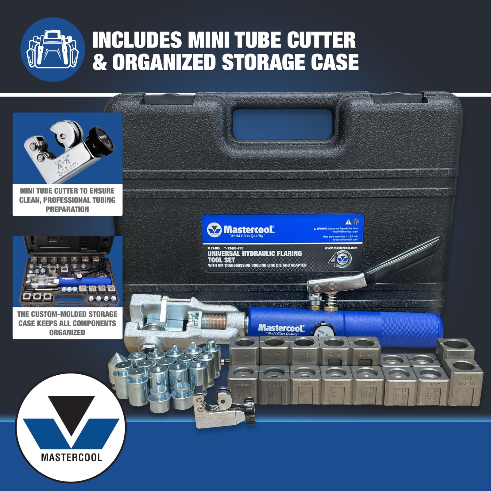 Mastercool 72485-PRC Universal Hydraulic Flaring Tool – 45° Silver/Blue