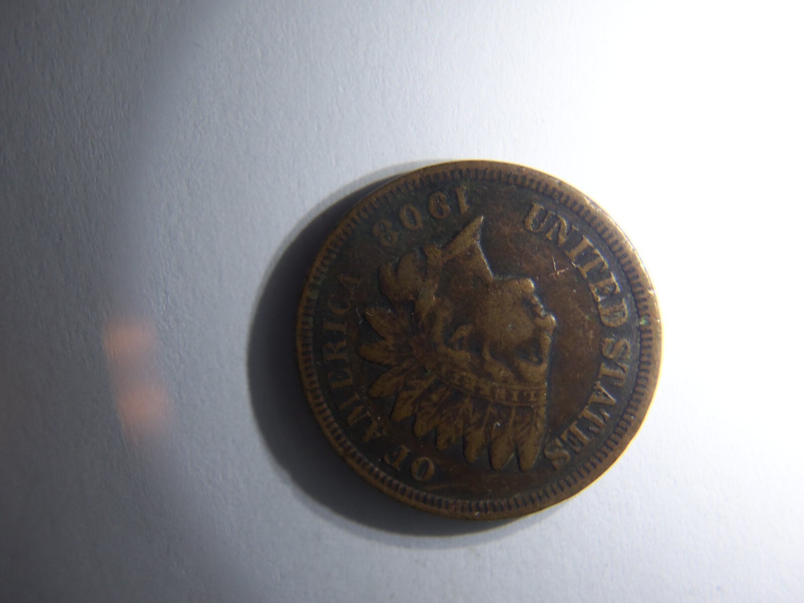 A NICE 1908 INDIAN HEAD PENNY WITH FULL LIBERTY