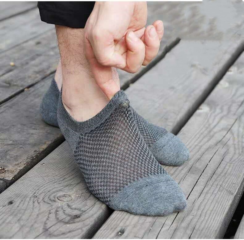5/10 Pairs Bamboo No Show Nonslip Ankle Work Sport Breathe Mesh Solid Men Socks