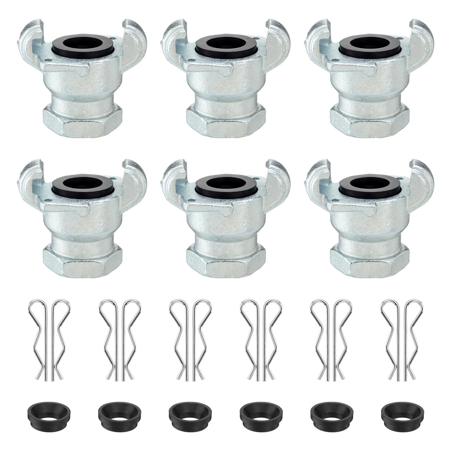 6PCS 3/4'' NPT Iron Air Hose Fitting, Universal Coupling Chicago Fitting 3/4'...