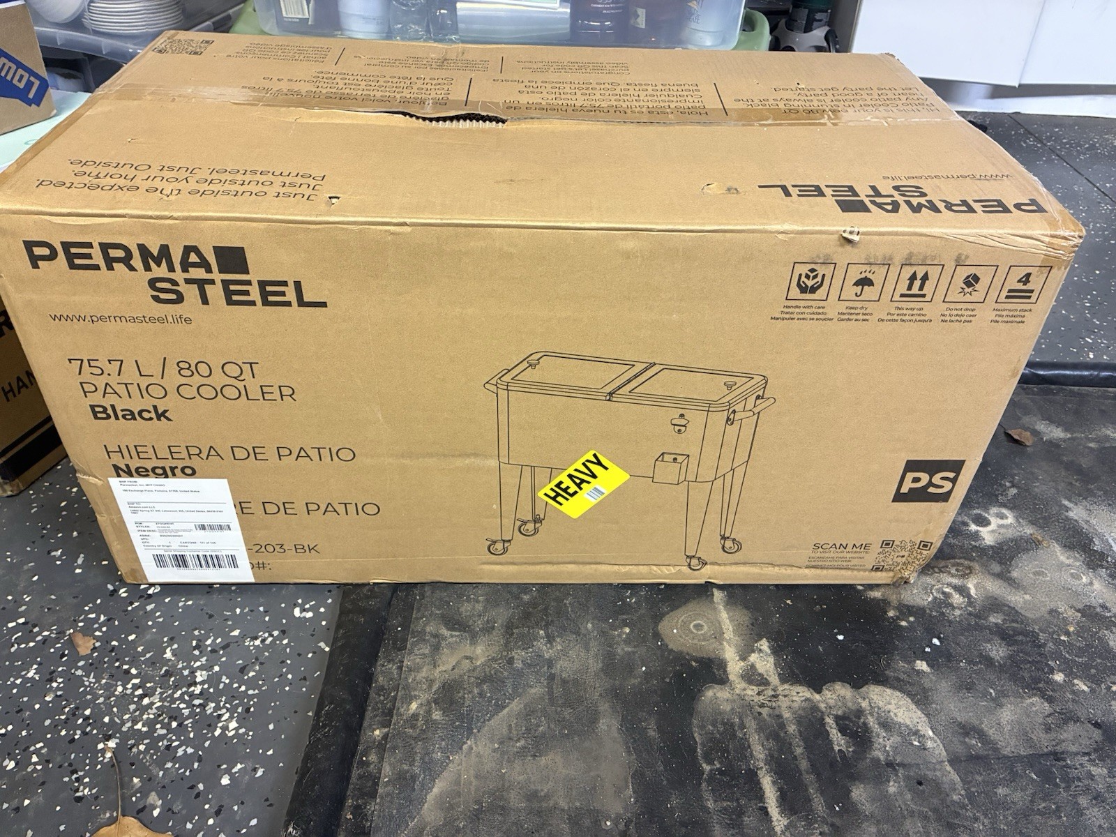 Black Patio Cooler with Wheels Outdoor Cooler