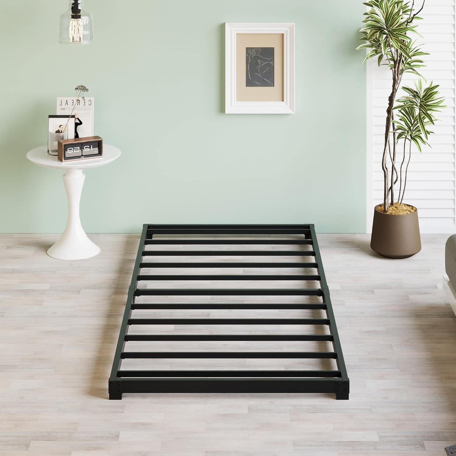 3 Inch Low Twin Bed Frames Heavy Duty Metal Platform No Box Spring Needed Easy