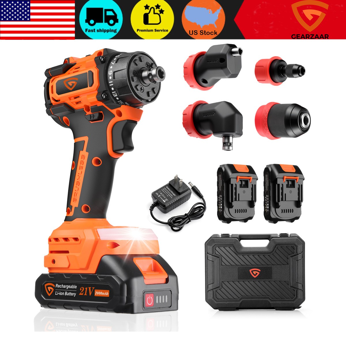 Impact Driver 1/2 Electric Screwdriver Cordless Variable Control Kit