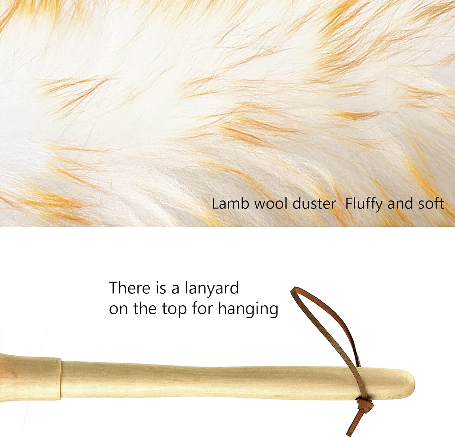 Lambswool Duster 14'' Length Solid Wooden Handle Leather Hang Strap Cleaning
