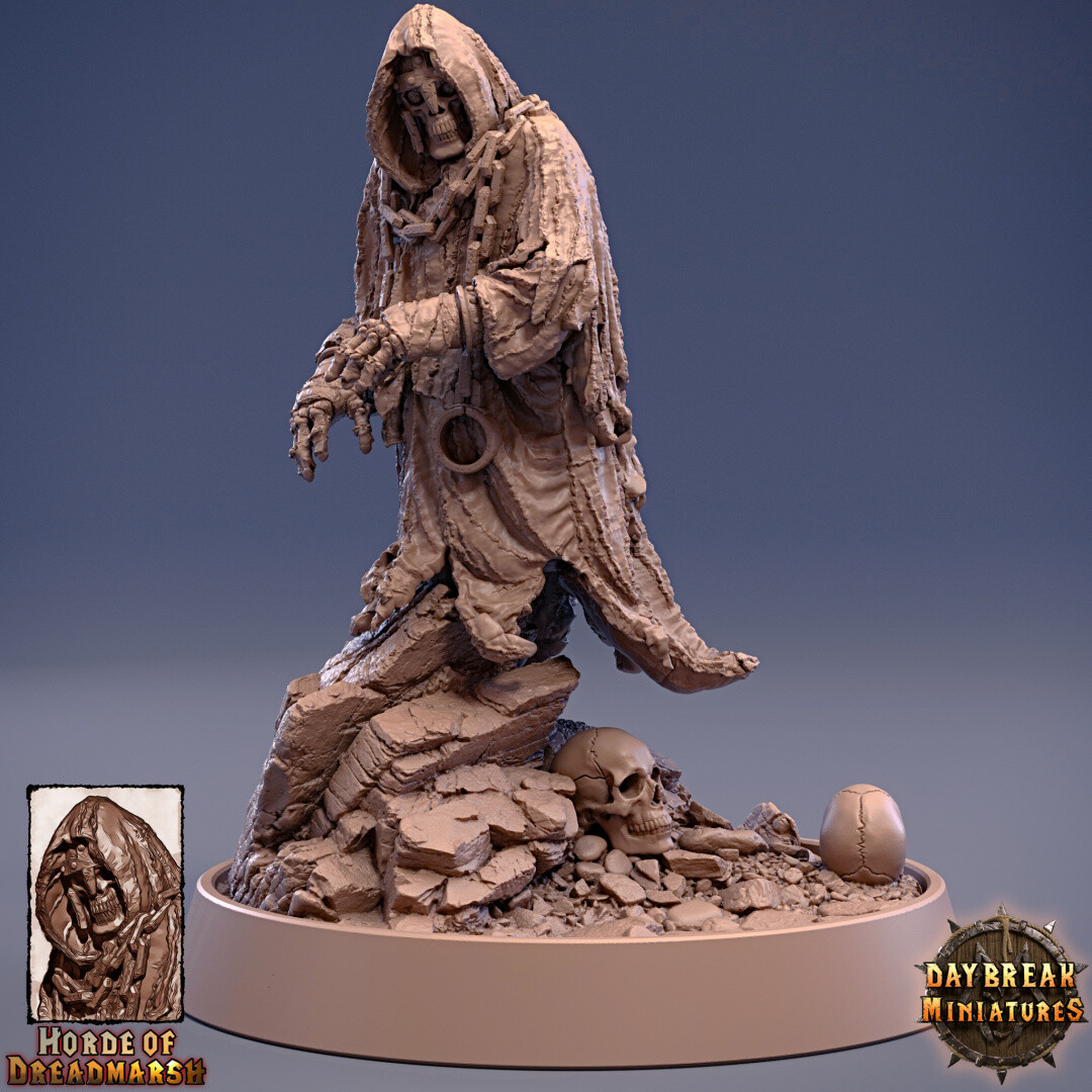 Dusk Monk of Dreadmarsh, Wargames Undead DnD Fantasy Skeleton Shaman Miniature