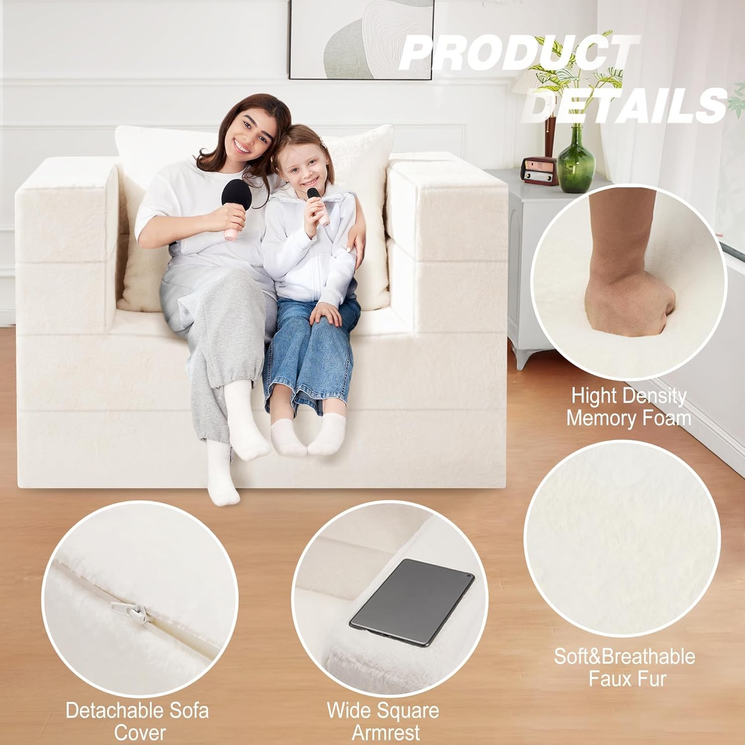 Futon Sofa Bed with Pillow, 3-in-1 Sleeper Sofa Bed with Removable Cover,