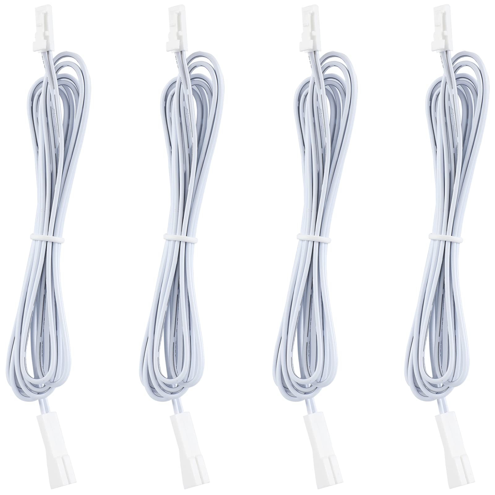 4 Pack Extension Cables Under Cabinet LED Puck Lights Kit White Cords 5 Ft