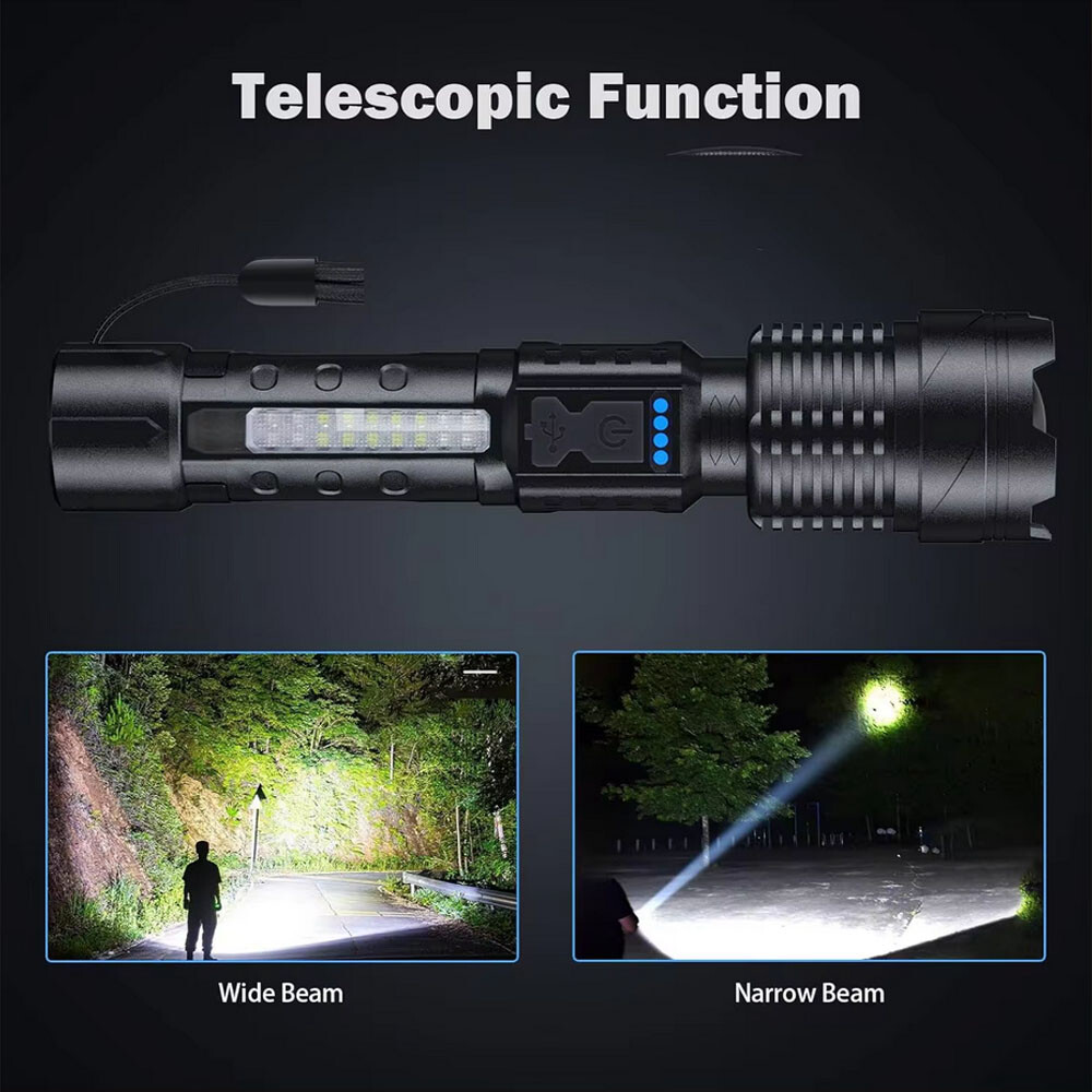 2pc 990000000Lumen Super Bright LED Flashlight Tactical Rechargeable Work Lights