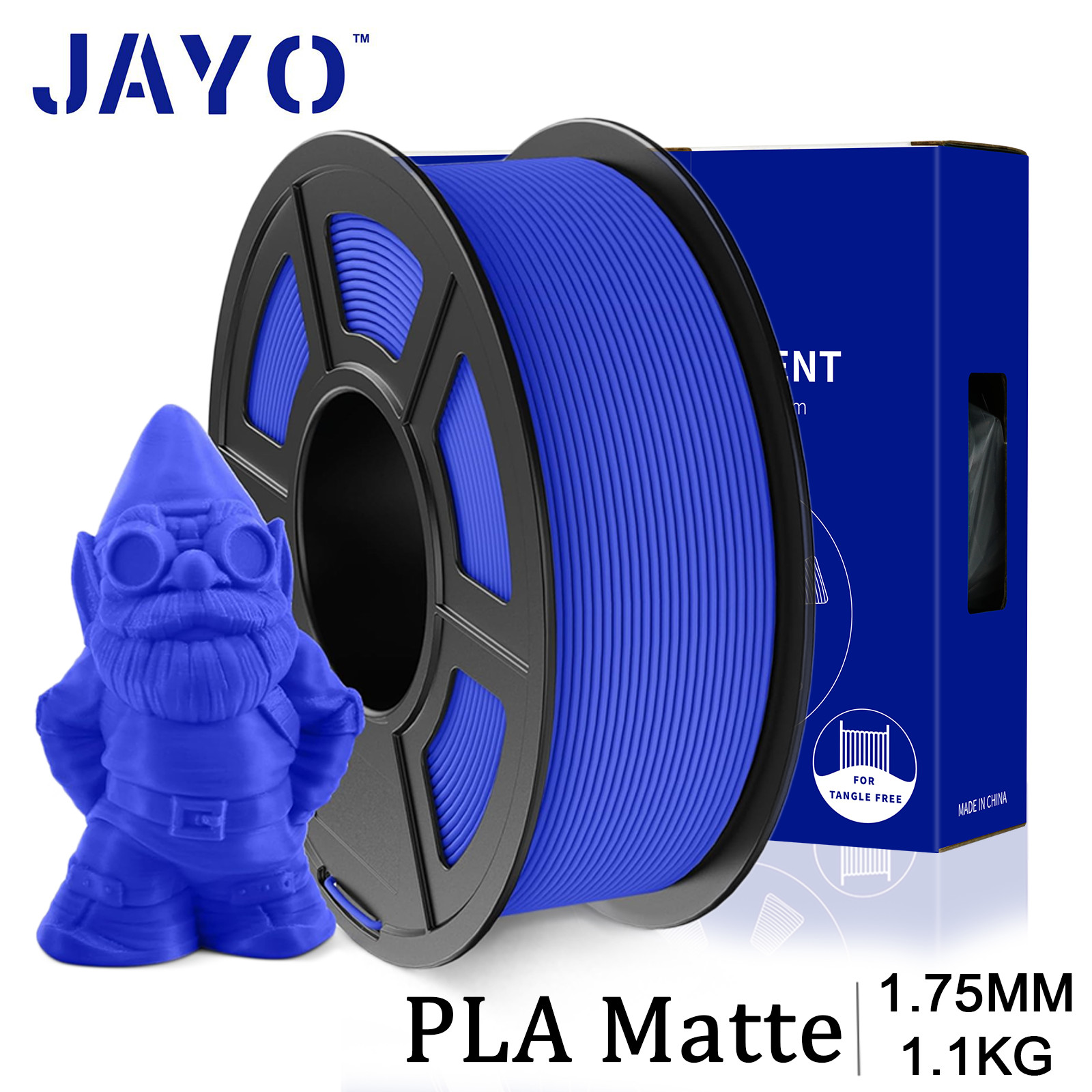 JAYO 3D Printer Filament Matte PLA Blue 1.1KG 1.75mm With Spool Frosted Texture