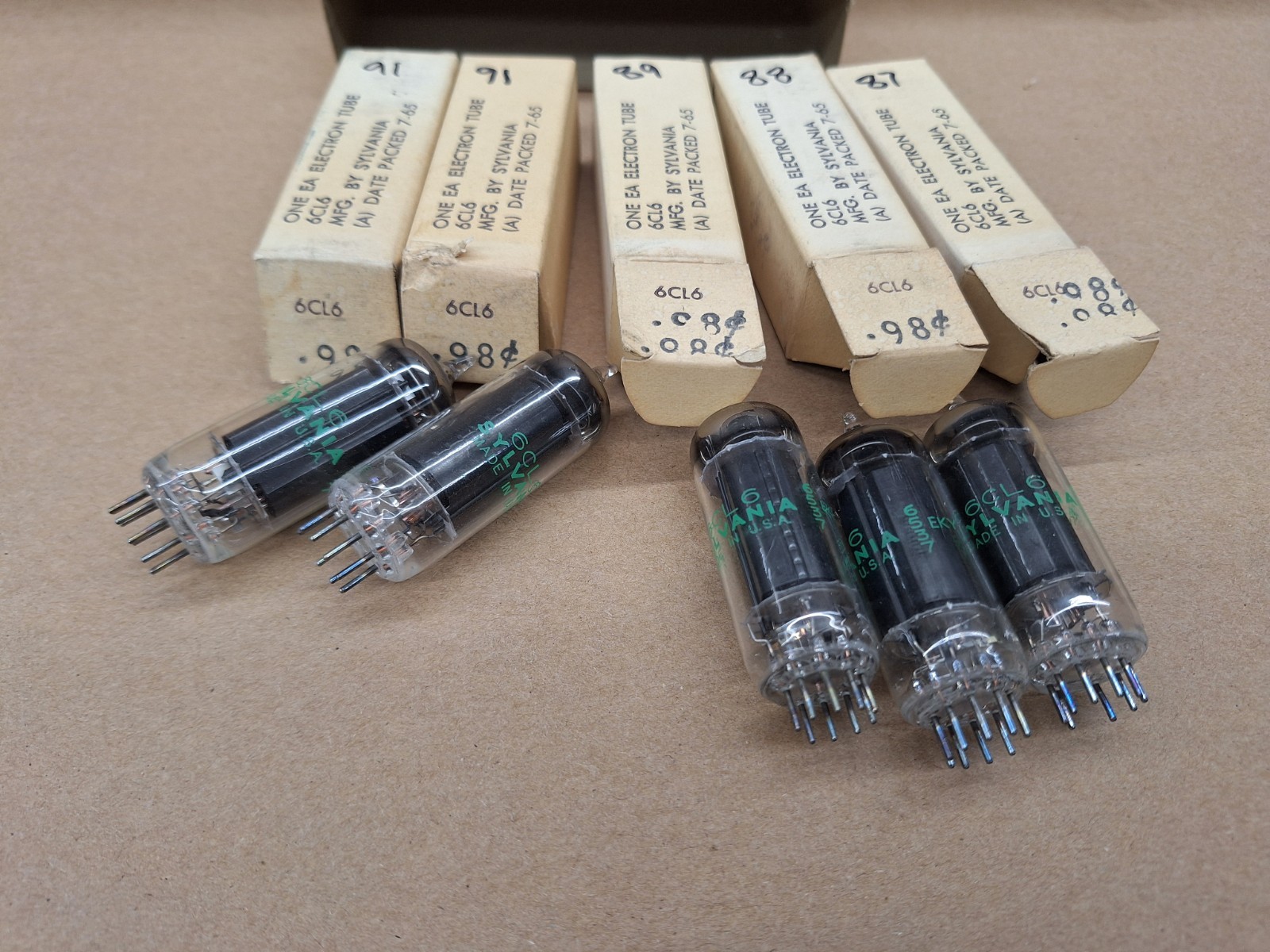 5x Sylvania 6CL6 Vacuum Tube