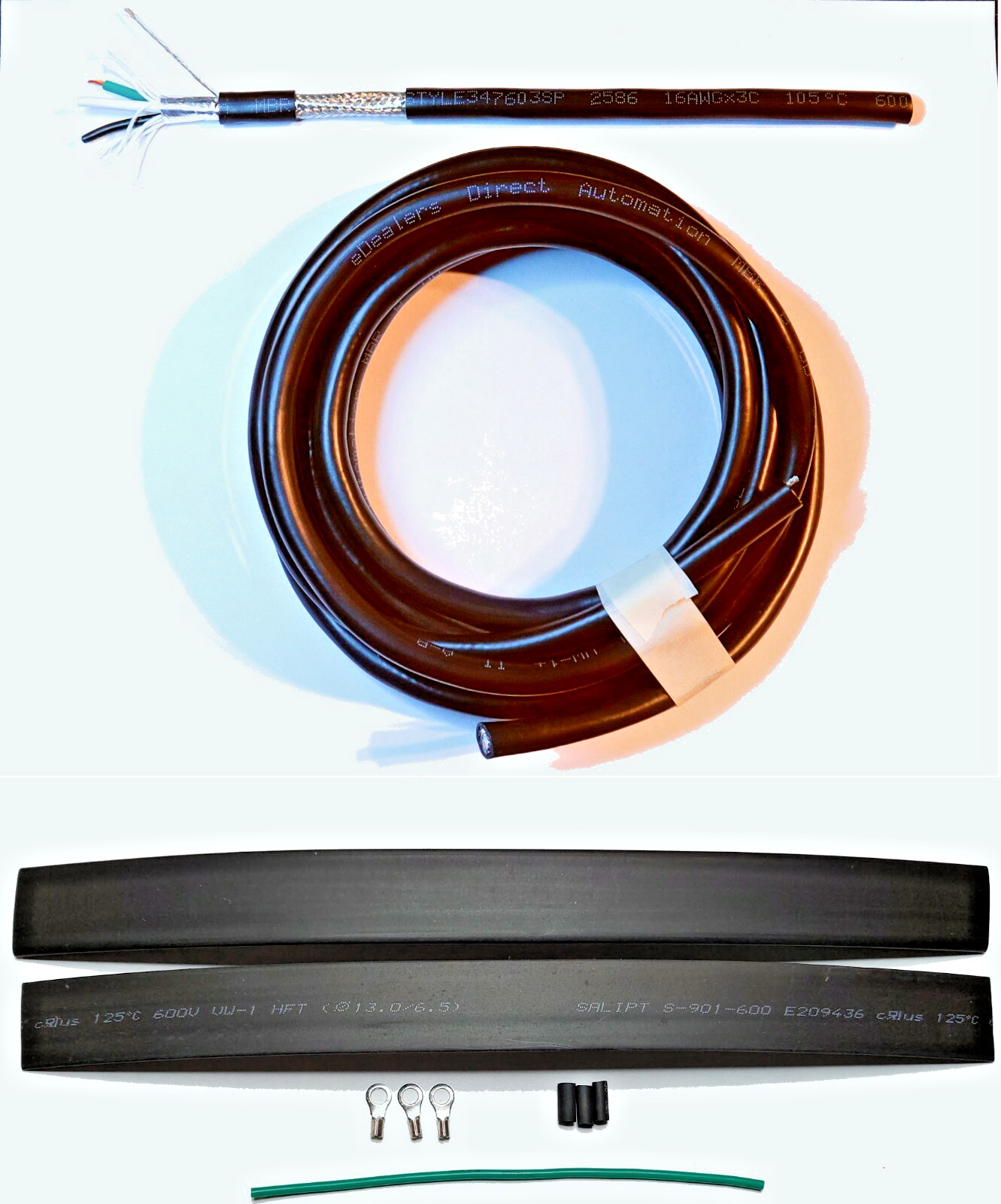 CNC VFD Power Cable Kit 15ft 16/3 Double Shielded 0.8-4.5Kw Variable Drive